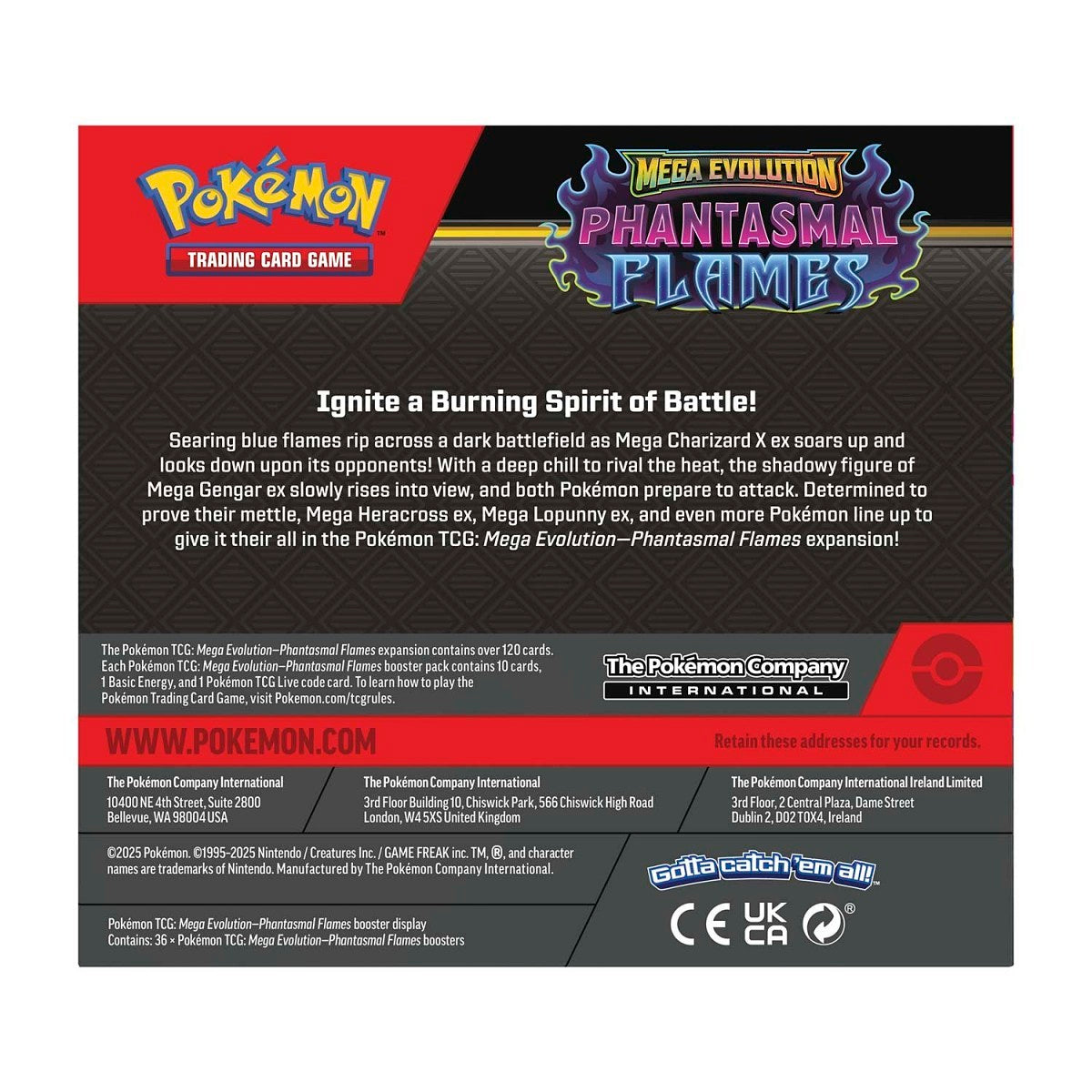Pokémon TCG: Mega Evolution-Phantasmal Flames Booster Display Box (36 Packs)